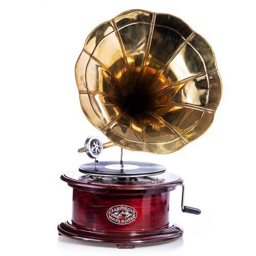 Trichter grammophon antik - grammophon, holz